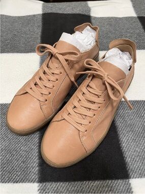 NEW Sam Edelman Leather Jayme Sneaker Blush Nude Size 7.5M FLAW